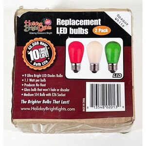Holiday Bright Lights S14-2PKLED-OPWH LED S14 Light Bulbs, Opaque White